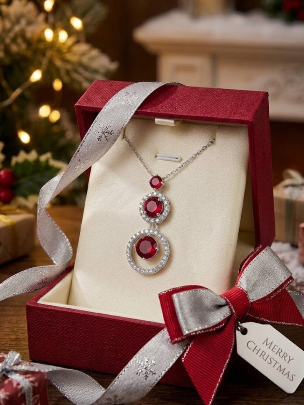 Lab Created Ruby CZ pendant necklace